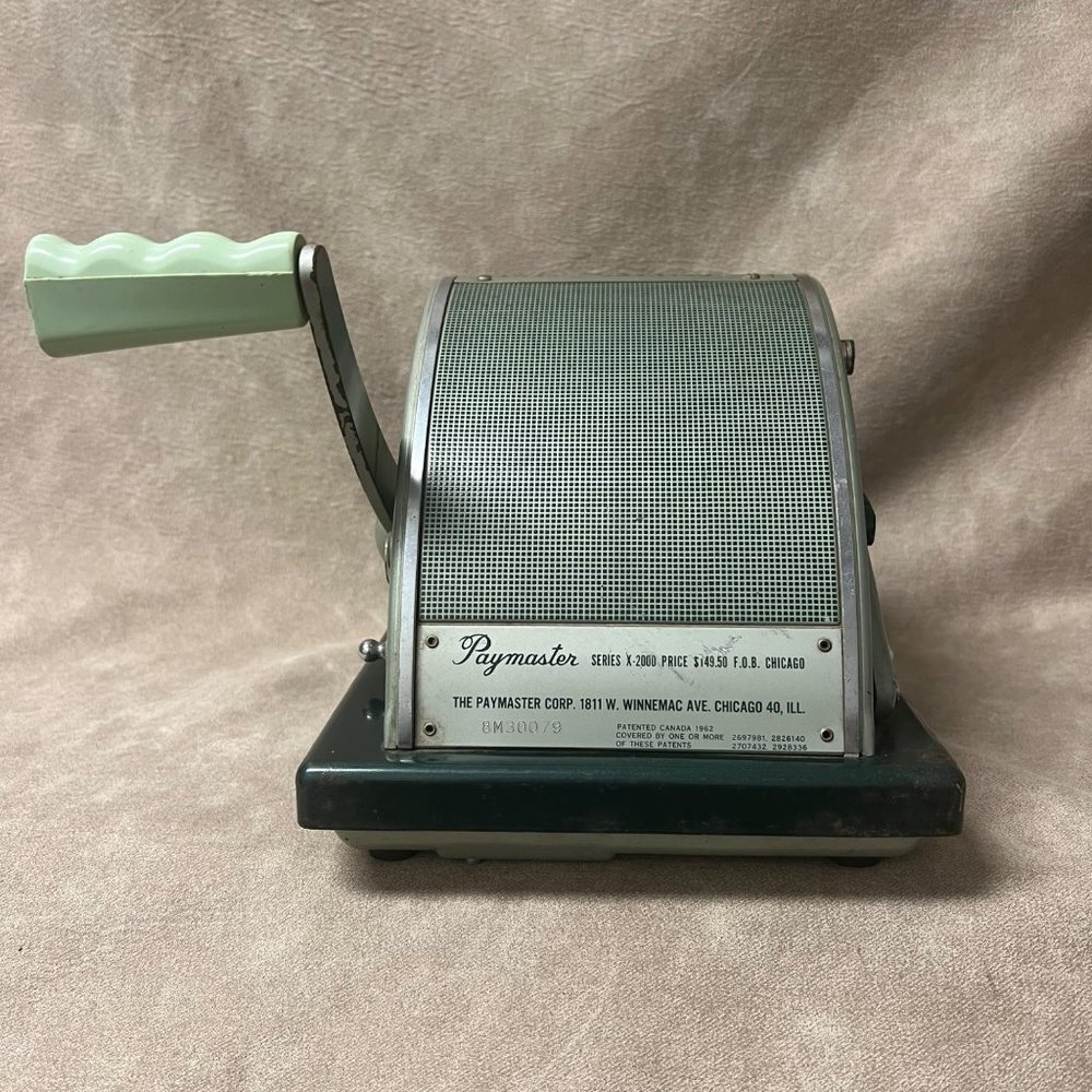 Vintage Paymaster Series X-2000 Check Writer Stamping Machine Mint Green - Picture 6 of 7